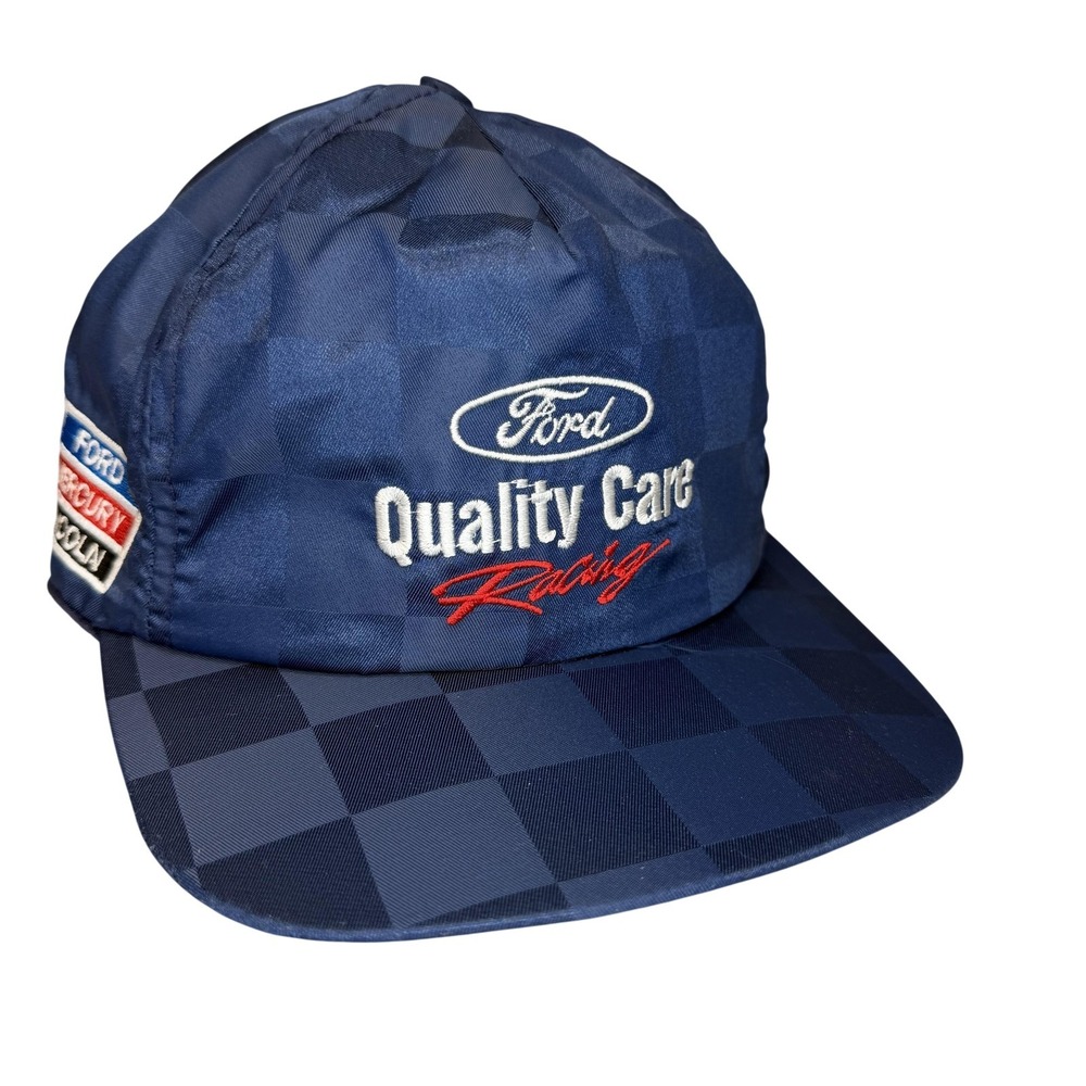 Vintage Ford Quality Care Racing Hat Cap Snap Back Mens Blue NASCAR Ford‎ Racing